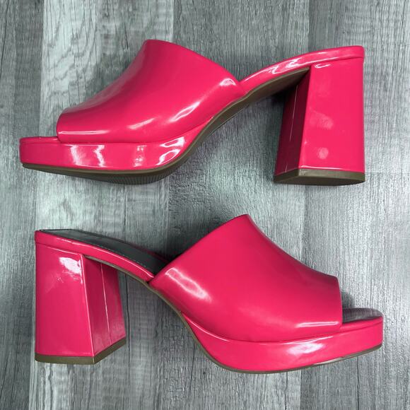 Worthington Womens Lapaz Hot Pink Mules Sandals Block Heel Barbiecore Size 6 1/2 - Picture 7 of 9
